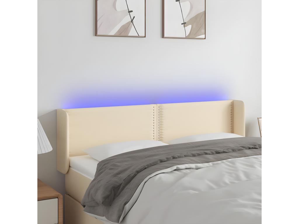 Tête de lit à LED Crème 147x16x78/88 cm Tissu