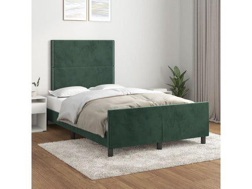 Cadre de lit avec tête de lit vert foncé 120x190 cm velours