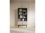 Vitrine haute - 85 cm - avec quatre étagères et tiroirs - Homelumiere gris-beige - Homelumiere