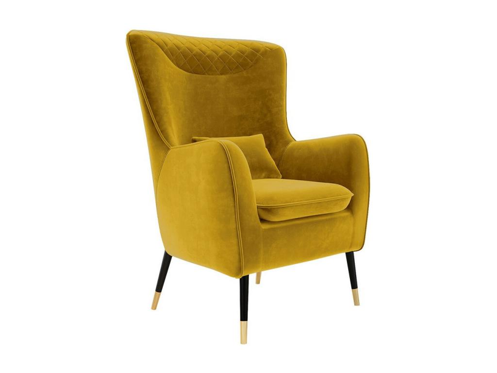 Fauteuil Homelumiere 114 Jaune 103x79x87cm Tapisserie Pieds Métal