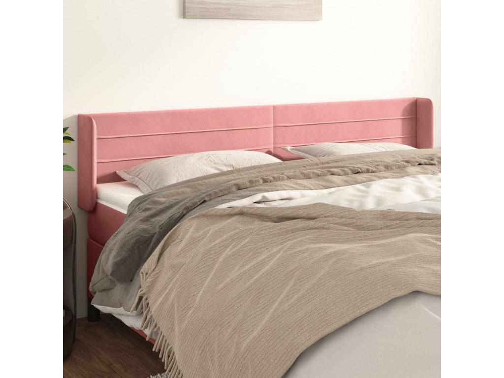Tête de lit avec oreilles Rose 183x16x78/88 cm Velours