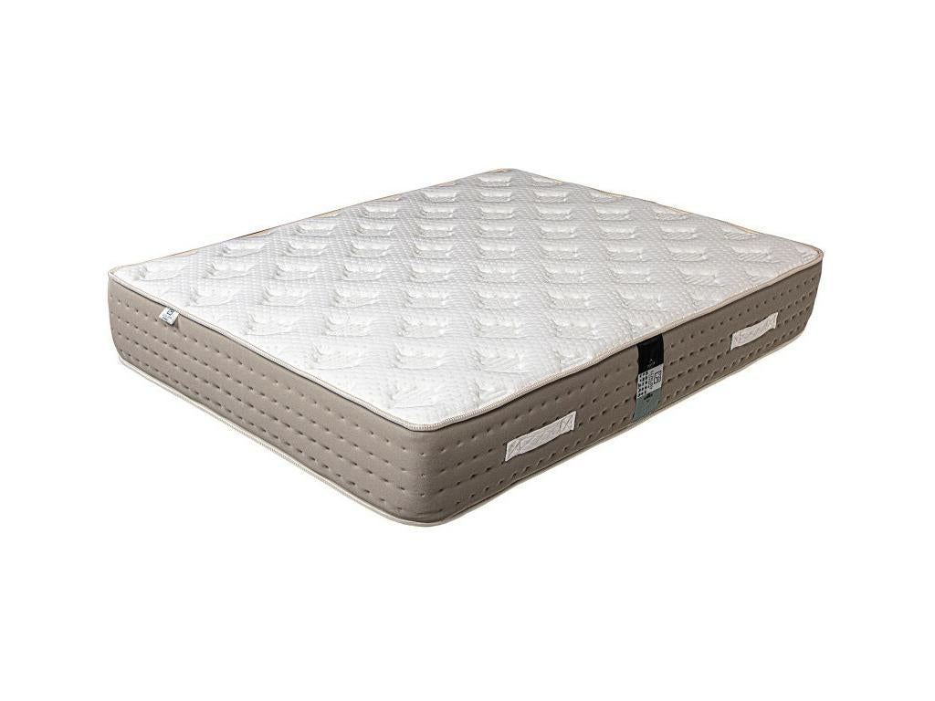 Ensemble Matelas Homelumiere 26cm ressorts ensachés ferme face été/hiver sommier blanc ep 13cm oreiller couette 140x190cm