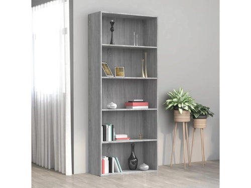 Bibliothèque 5 niveaux Homelumiere gris 80x30x189 cm