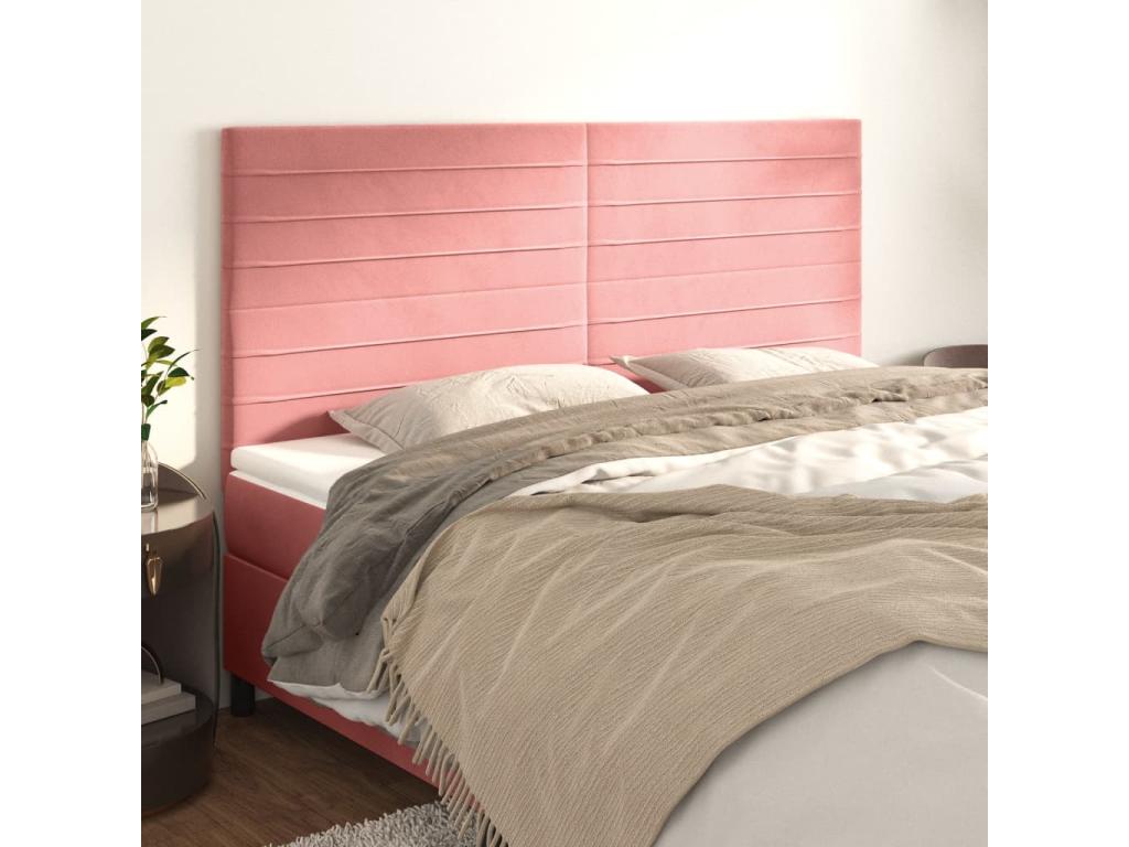 Têtes de lit 4 pcs Rose 100x5x78/88 cm Velours