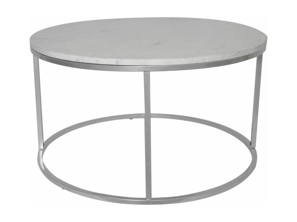 Table basse Design Homelumière 70 cm Argent / Blanc
