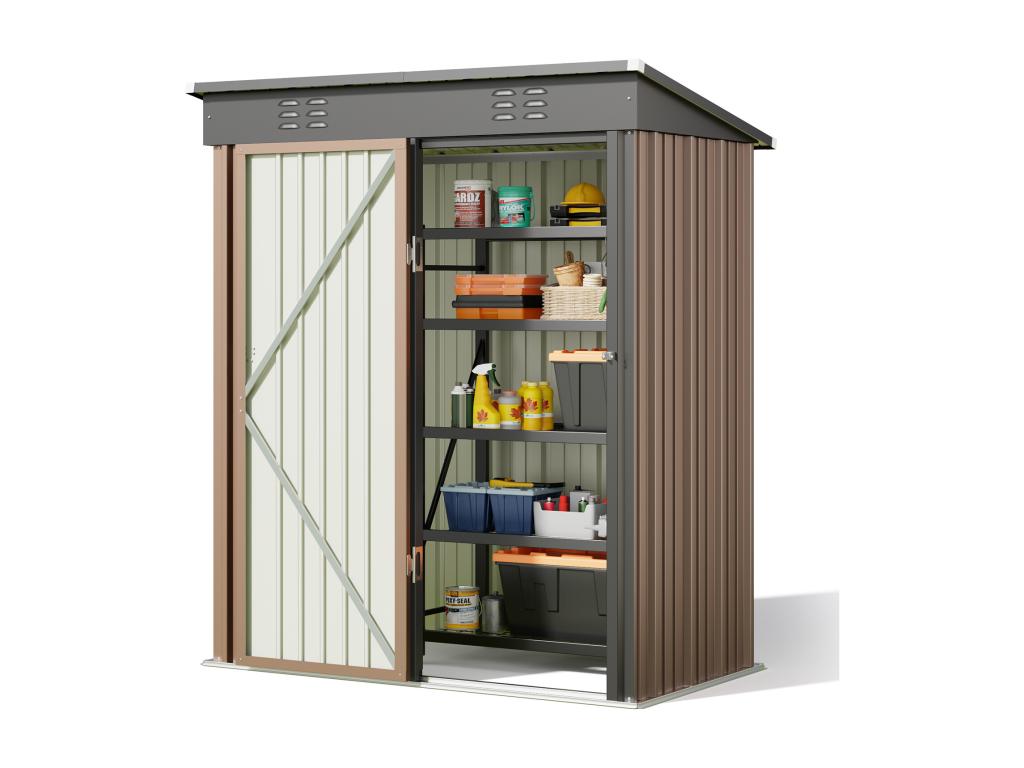 Homelumière Abris de Jardin en Métal 162x95x182 cm Cabanon Marron sur Terrain