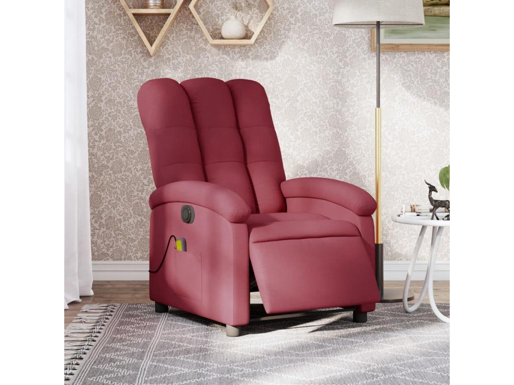 Fauteuil massant inclinable électrique Rouge bordeaux Tissu