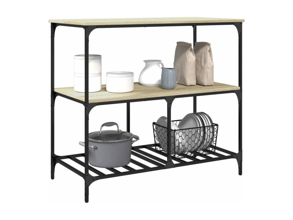 Chariot de cuisine chêne Homelumiere 100x50x95 cm bois d'ingénierie