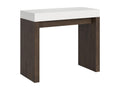 Console extensible blanche et bois noyer 40 à 196cm Homelumiere-Pied et support sur Homelumiere