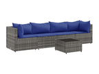 Salon de jardin 5 pièces avec coussins Gris Résine tressée
