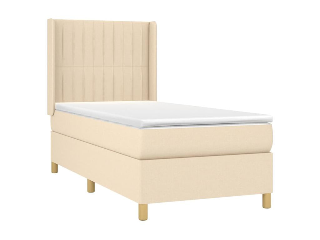 Lit à sommier tapissier avec matelas Crème 80x200 cm Tissu