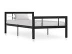 Cadre de lit sans matelas noir et blanc métal 90x200 cm