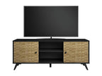 Meuble TV 2 portes 2 niches Noir/Bois - VIETNAM
