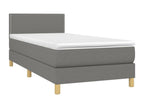 Sommier tapissier avec matelas et LED Gris foncé 80x200cm Tissu