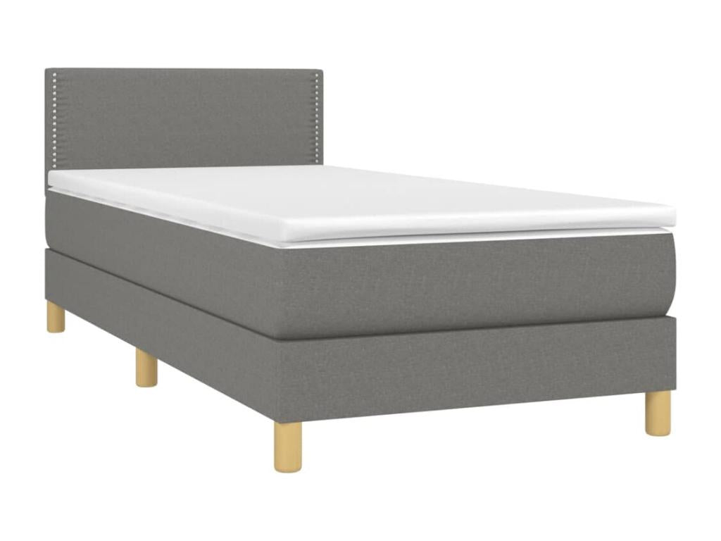 Sommier tapissier avec matelas et LED Gris foncé 80x200cm Tissu