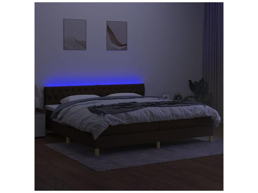 Sommier à Delimoa de lit matelas et LED Marron foncé 200x200 36849LQAX