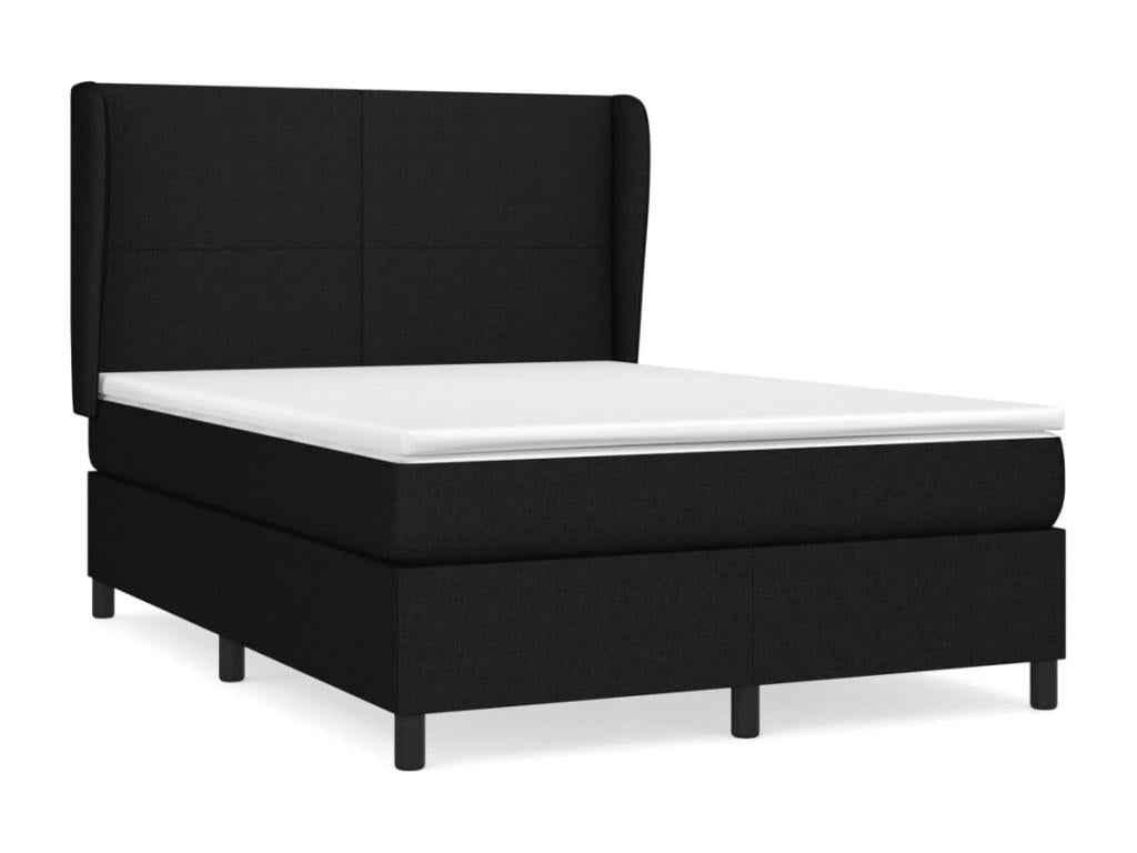 Sommier à Homelumière de lit avec matelas Noir 140x200 Tissu