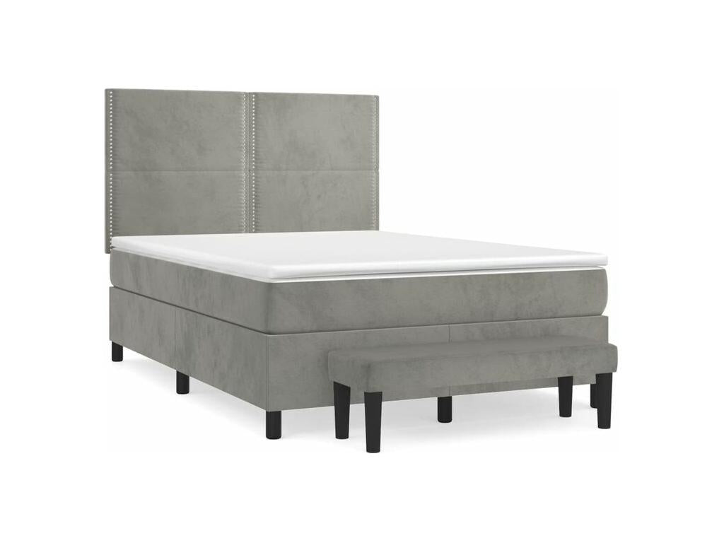 Sommier à Delimoa de lit et matelas Gris clair 140x200 Velours 33100PWFQ