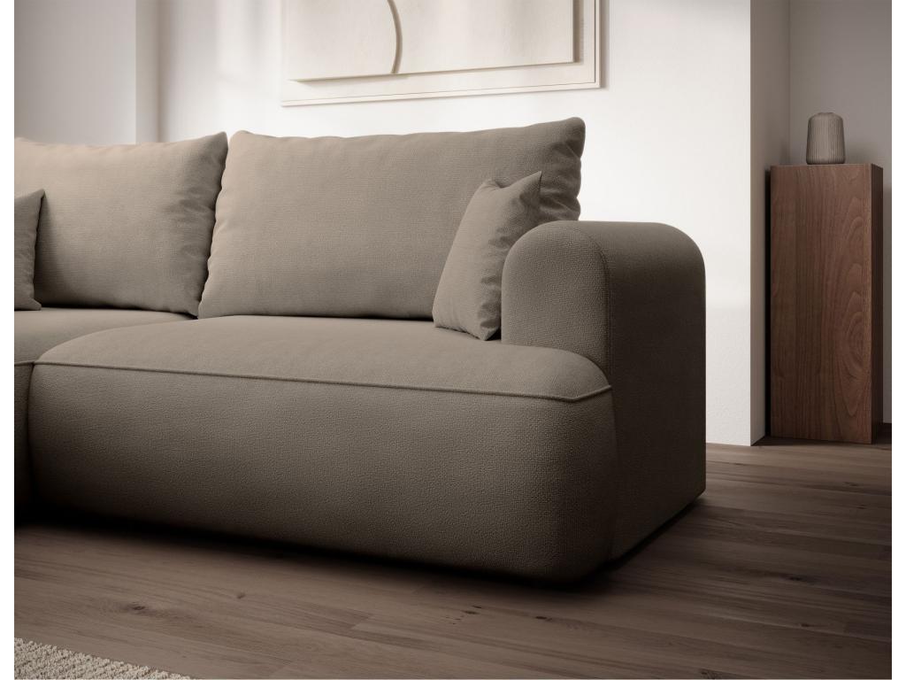 Canapé d'angle convertible- chenille gris-beige - côté gauche - Homelumiere