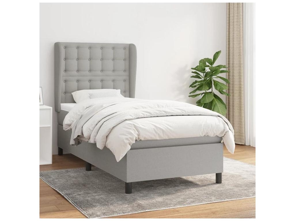 Sommier à Homelumiere de lit avec matelas Gris clair 80x200 Tissu
