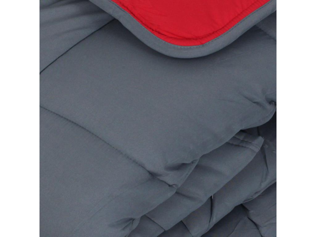 Couette hiver 260x240 cm Homelumiere Gris/Rouge garnissage fibre polyester 400 g/m2