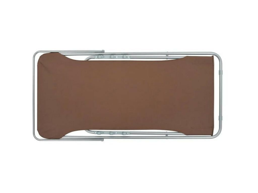 Chaise de jardin pliante tissu marron et métal Homelumiere - Lot de 2