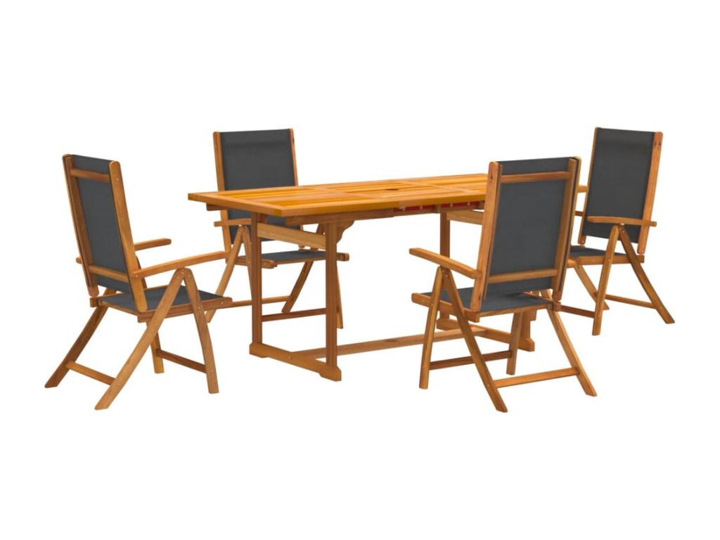 Ensemble à manger de jardin 5 pièces bois d'Homelumiere solide textilène