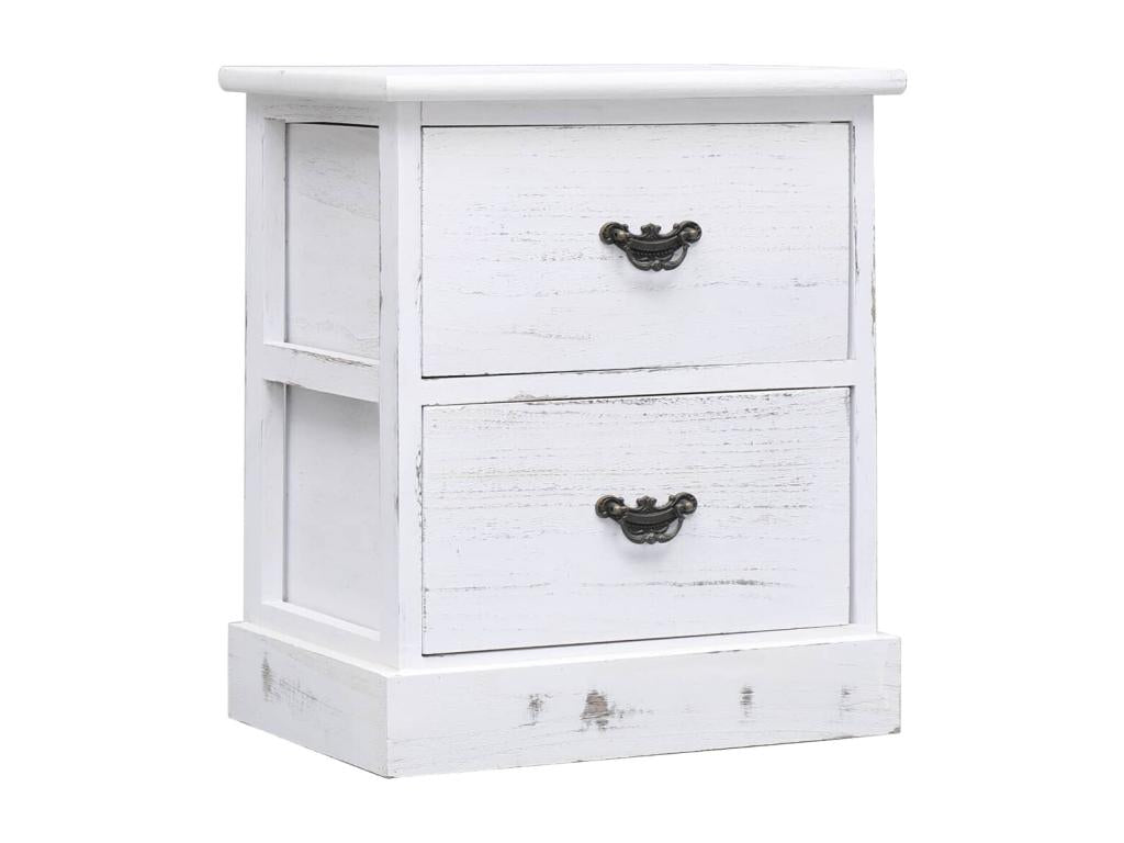 Table de chevet Blanc 38x28x45 cm Bois de Paulownia