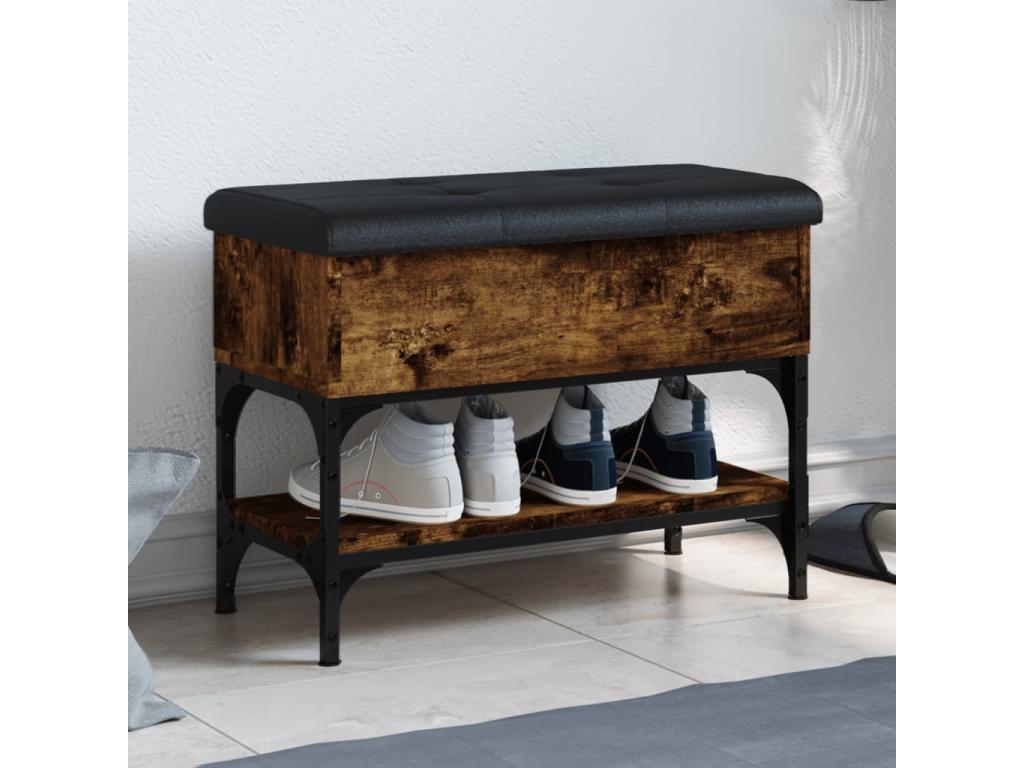 Banc à chaussures chêne fumé 62x32x45 bois d'ingénierie