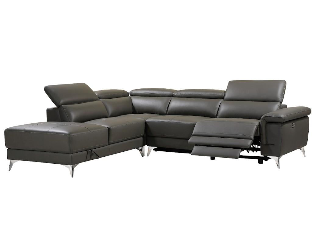 Canapé d'angle gauche Homelumiere électrique en cuir gris anthracite Homelumiere