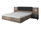 Lit avec chevets 160x200 cm - Avec LEDs - Coloris Naturel et anthracite Sommier Matelas - Homelumiere