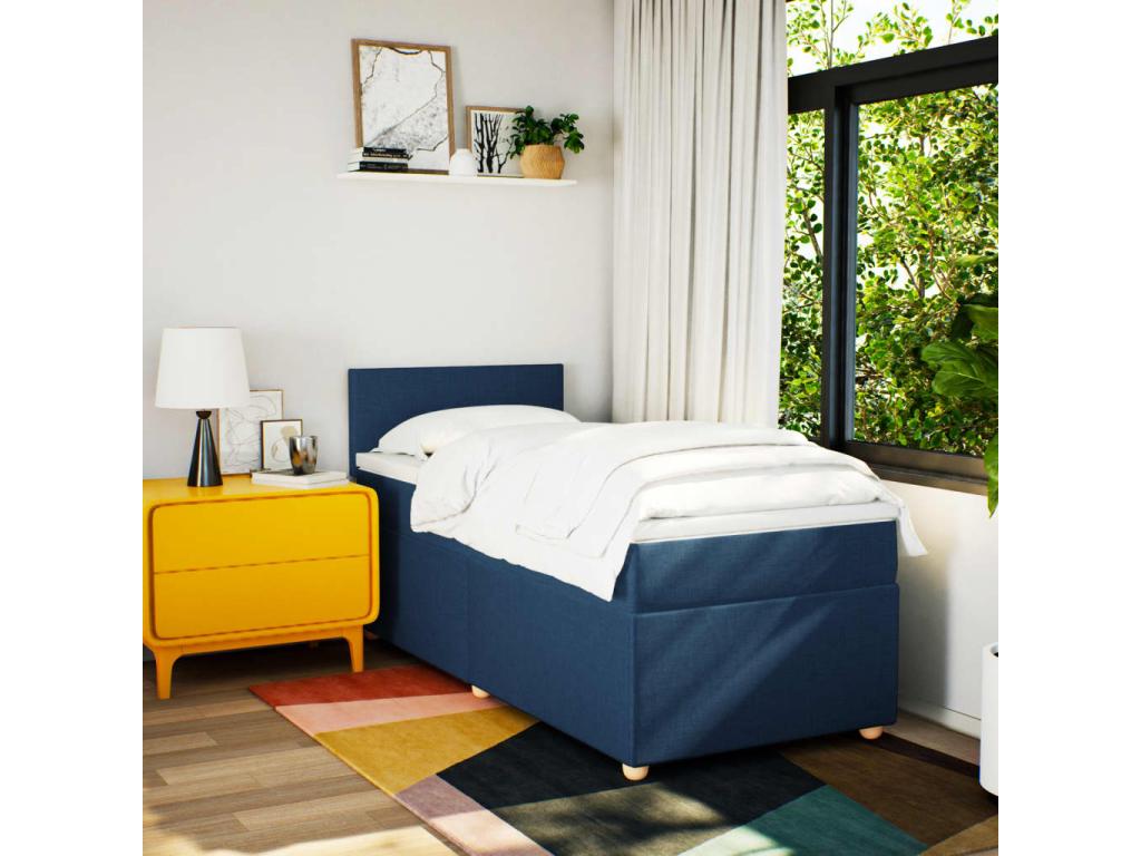 Sommier à Homelumière de lit avec matelas Bleu 80x200 cm Tissu
