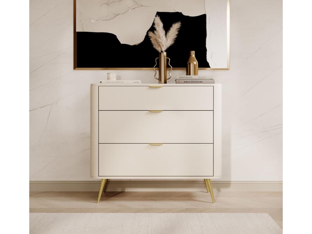 Commode - 90 cm - 3 tiroirs - beige - OVAL