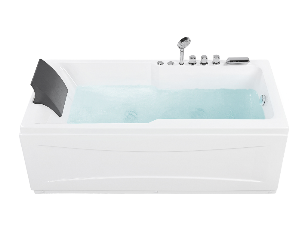 Baignoire d'angle à jacuzzi avec LED Delimoa Côté droite 169 cm 81 cm Blanc 58778FEHA