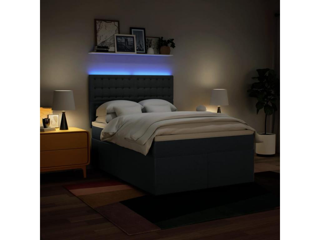 Sommier à Homelumiere de lit avec matelas Bleu 140x200 cm Tissu