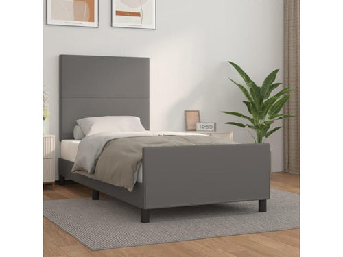 Cadre de lit sans matelas gris 90x190 cm similicuir