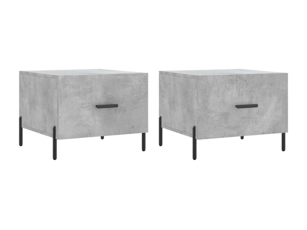 Tables basses 2 pièces gris béton 50x50x40 cm bois d'ingénierie
