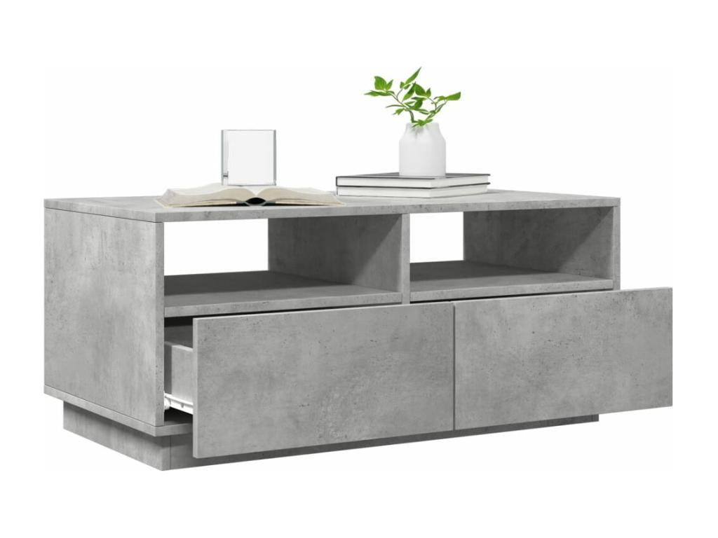 Table basse avec Homelumiereères LED gris béton 90x49x40 cm