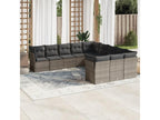 Salon de jardin 11 pièces avec coussins gris résine tressée