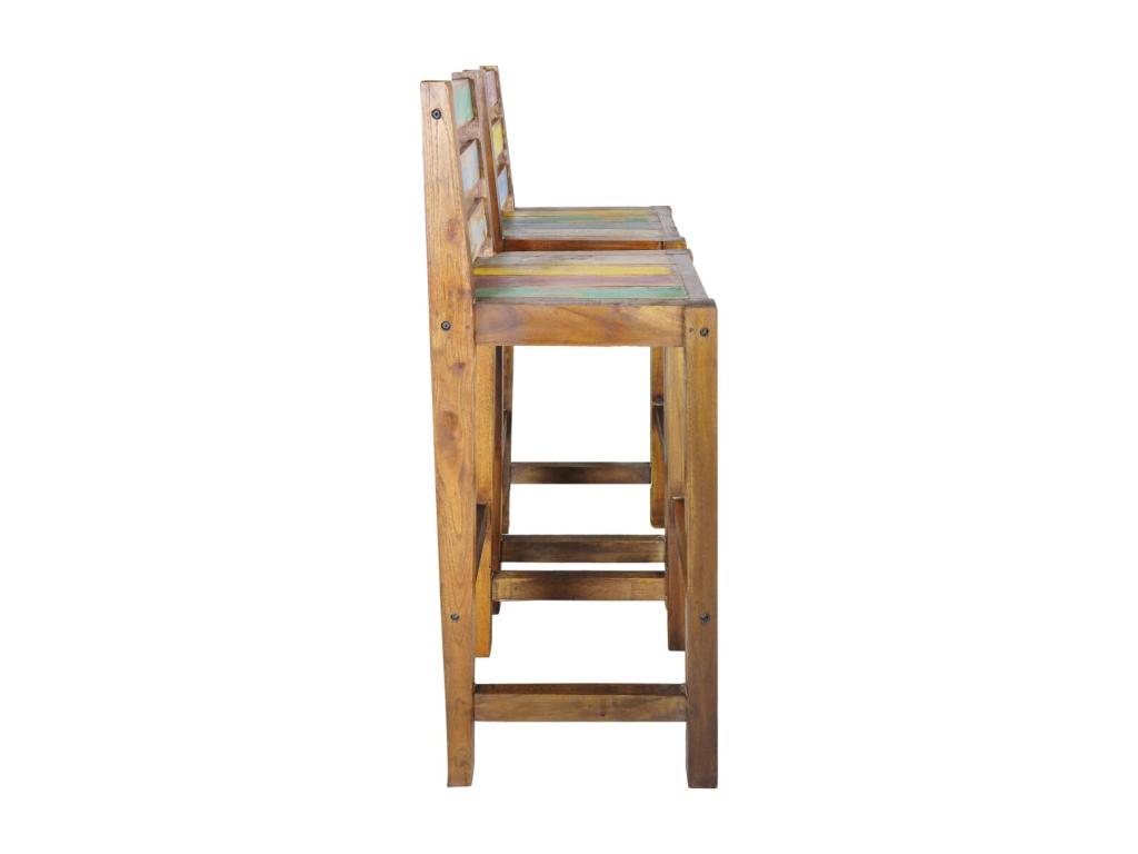 Tabourets de bar lot de 2 bois massif de récupération