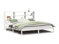 Lit bibliothèque sans matelas blanc 200x200 cm bois pin massif