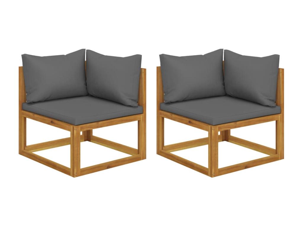 Canapés d'angle sectionnels 2 pcs avec coussins Gris foncé