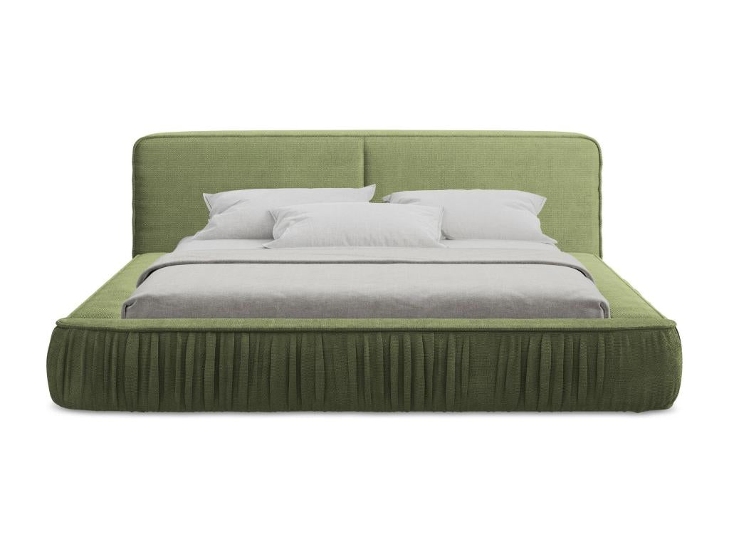 Lit rembourré avec rangement 178x238 - en Chenille - vert - Homelumiere