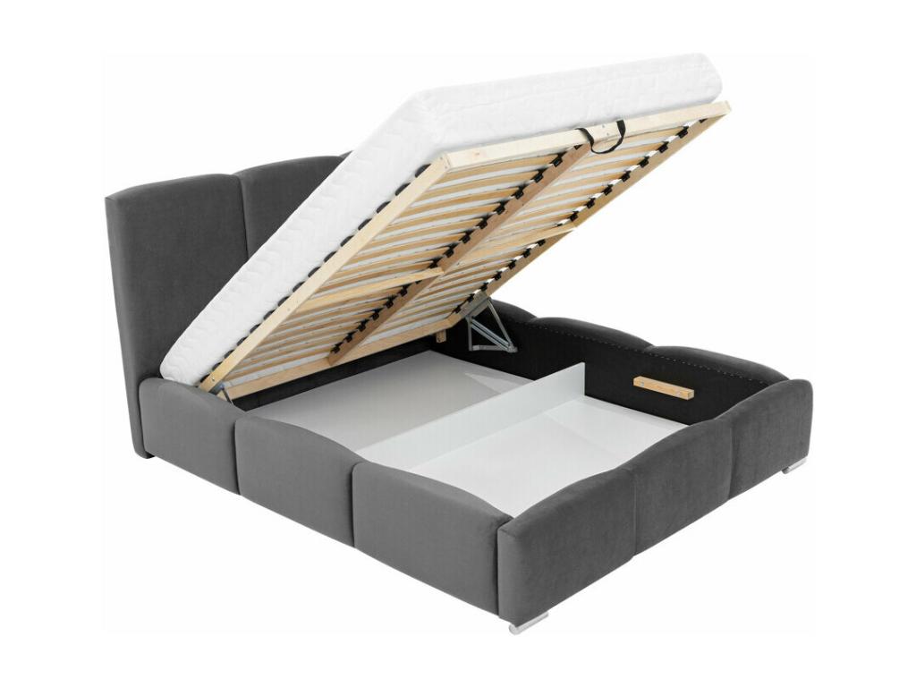 Lit Homelumiere 383 Double Brun clair 180x200 Tapisserie Sommier à Homelumiere 200x222x112cm