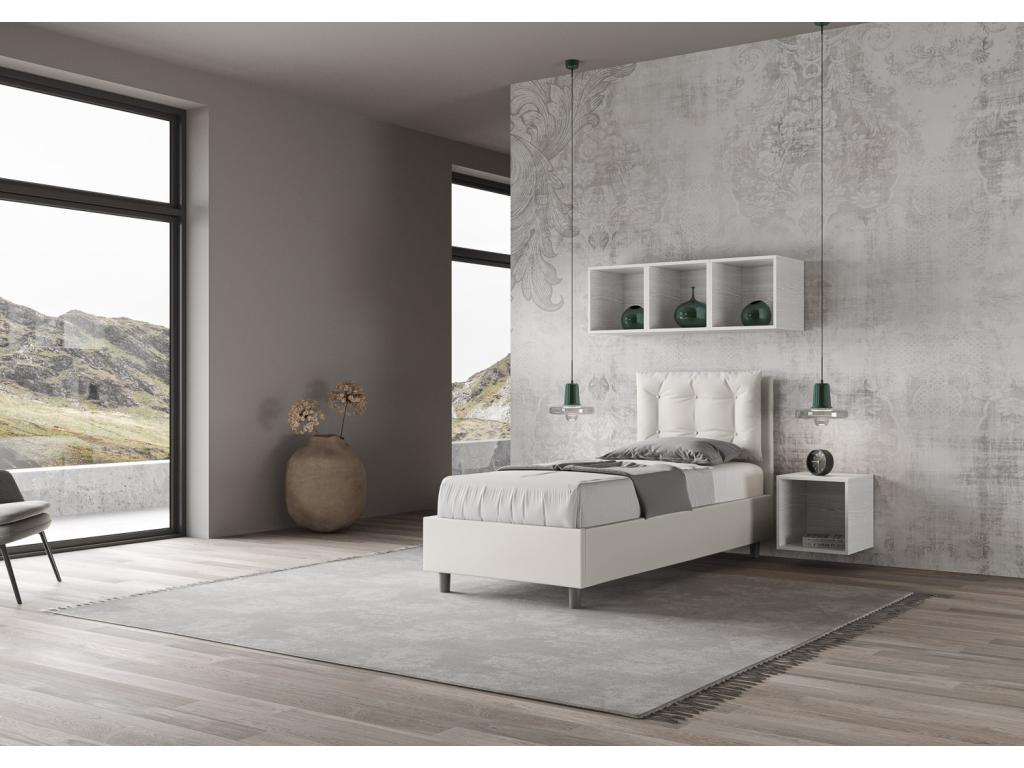 Lit Homelumiere en simili cuir blanc avec sommier tapissé 80x210