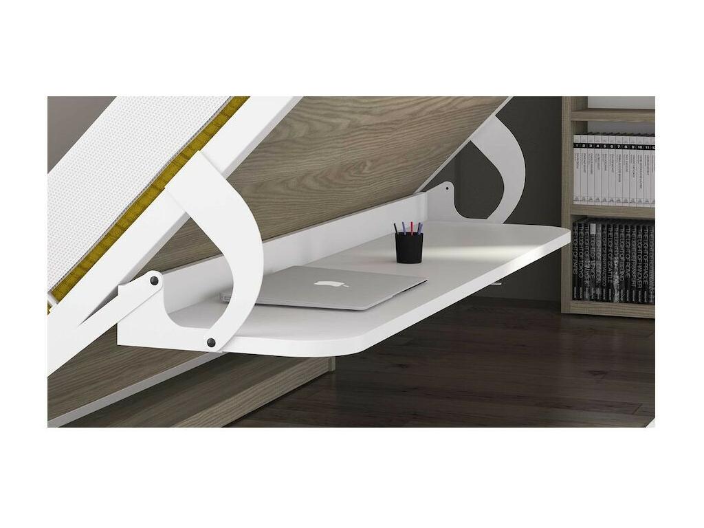 Lit escamotable avec bureau 90x200 chocolat P 35 Homelumiere