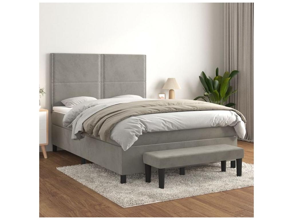 Sommier à Delimoa de lit et matelas Gris clair 140x200 Velours 33100PWFQ