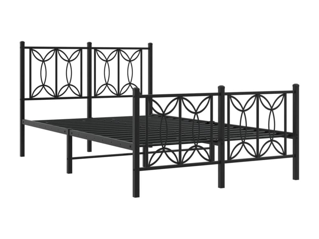 Cadre de lit métal sans matelas avec pied de lit noir 120x190cm