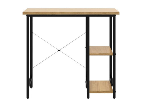 Bureau d'ordinateur Noir et chêne clair 80x40x72cm MDF et métal