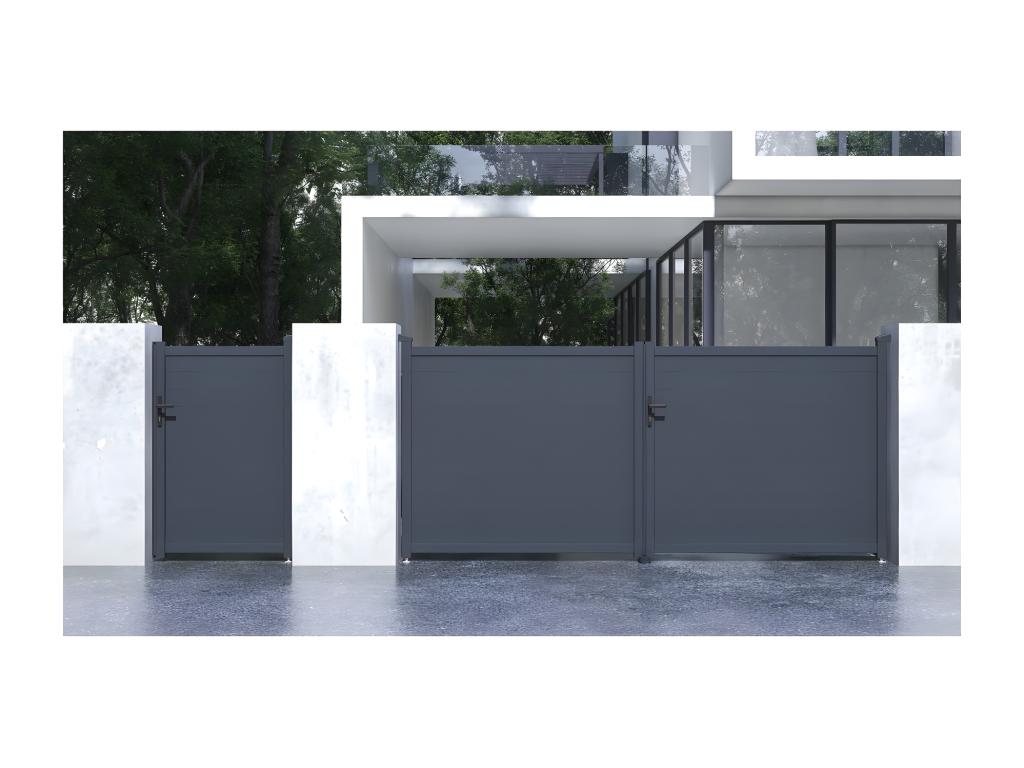 Pack portail portillon Homelumiere - Gris